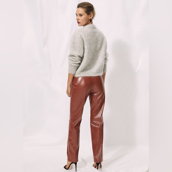 Wilfred Tempest Pant | High-Rise Italian Vinyl Coated Pants in Copper Brown - Picture 4 of 14